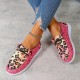 Women's Leopard Print Canvas Shoes, Casual Lace Up Outdoor Shoes, Lightweight Low Top Sneakers