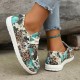 Women's Leopard Pattern Flat Loafers, Slip On Low-top Round Toe Lightweight Canvas Shoes, Casual Outdoor Shoes