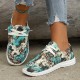 Women's Leopard Pattern Flat Loafers, Slip On Low-top Round Toe Lightweight Canvas Shoes, Casual Outdoor Shoes