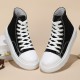 Women's Solid Color Casual Shoes, Lace Up Comfy Platform Soft Sole Shoes, Versatile High-top Canvas Shoes