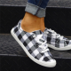 Women's Plaid Pattern Sneakers, Low Top Lace Up Flat Canvas Shoes, Casual & Comfortable Walking Shoes