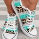 Women's Fashion Canvas Sneakers, Stylish Colorblock Lace Up Low Top Shoes, Casual Flat Walking Shoes