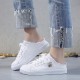 Women's Solid Canvas Slippers, Platform Round Toe All-match Lace Up Breathable Slip On Shoes, Women's Footwear