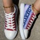 Women's Star Pattern Canvas Shoes, Casual Lace Up Outdoor Shoes, Lightweight Independence Day Shoes