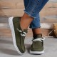 Women's Low Top Canvas Shoes, Round Toe Slip On Flat Loafers, Casual Walking Shoes