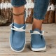 Women's Low Top Canvas Shoes, Round Toe Slip On Flat Loafers, Casual Walking Shoes