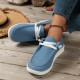 Women's Low Top Canvas Shoes, Round Toe Slip On Flat Loafers, Casual Walking Shoes