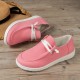 Women's Low Top Canvas Shoes, Round Toe Slip On Flat Loafers, Casual Walking Shoes