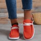 Women's Low Top Canvas Shoes, Round Toe Slip On Flat Loafers, Casual Walking Shoes