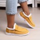 Women's Solid Color Lined Shoes, Slip On Fluffy Warm Flat Non-slip Canvas Shoes, Plush Winter Comfy Shoes