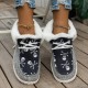 Women's Fluffy Fleece Lined Canvas Shoes, Thermal Slip On Low Top Shoes, Winter Warm Flat Shoes