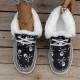 Women's Fluffy Fleece Lined Canvas Shoes, Thermal Slip On Low Top Shoes, Winter Warm Flat Shoes