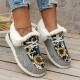 Women's Fluffy Fleece Lined Canvas Shoes, Thermal Slip On Low Top Shoes, Winter Warm Flat Shoes