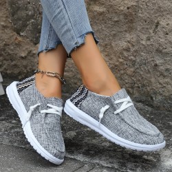 Women's Casual Low Top Canvas Shoes, Lightweight Round Toe Lace Up Sneakers, Comfy Non Slip Walking Shoes