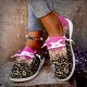 Women's Leopard Print Canvas Shoes, Fashion Round Toe Low Top Slip On Loafers, Casual Flat Sneakers