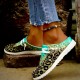 Women's Leopard Print Canvas Shoes, Fashion Round Toe Low Top Slip On Loafers, Casual Flat Sneakers