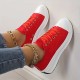 Women's Solid Color Casual Sneakers, Lace Up Platform Soft Sole Sporty Trainers, Breathable Low-top Skate Shoes