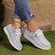 Women's Solid Color Canvas Shoes, Slip On Low-top Round Toe Flat Non-slip Lightweight Shoes, Versatile Comfy Shoes