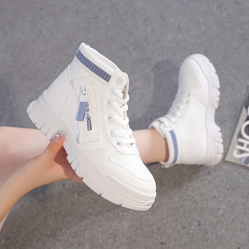 womens colorblock casual sneakers high top round toe round toe thick sole non slip shoes versatile comfy shoes details 1