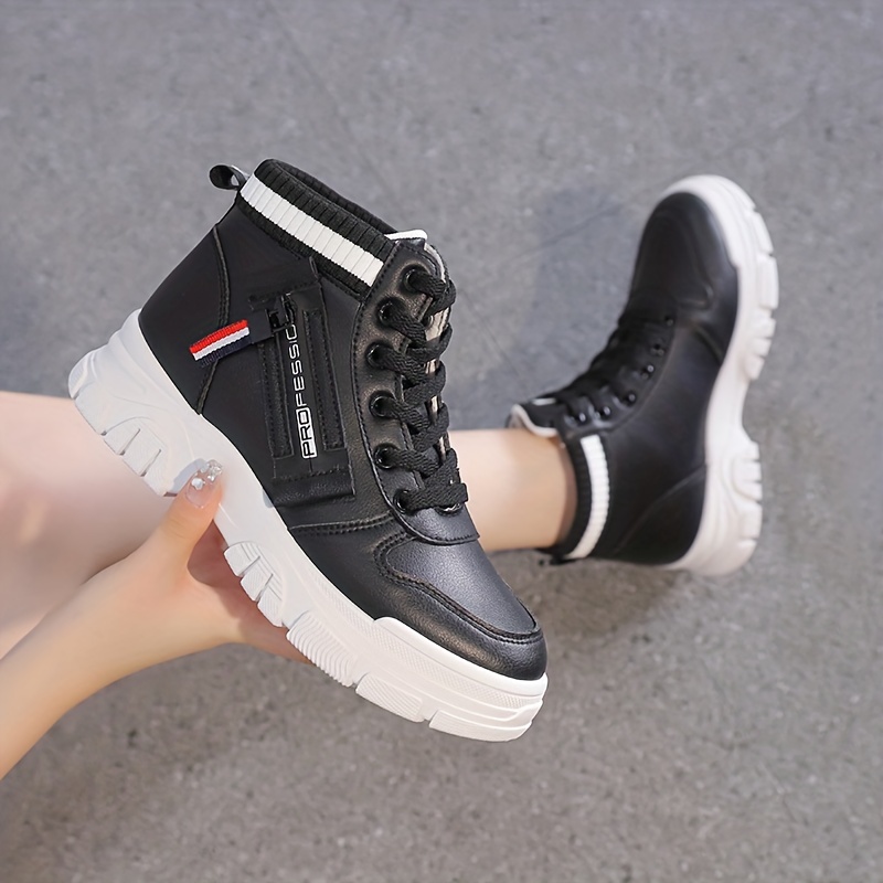 womens colorblock casual sneakers high top round toe round toe thick sole non slip shoes versatile comfy shoes details 2