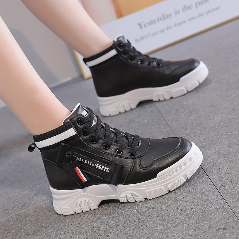 womens colorblock casual sneakers high top round toe round toe thick sole non slip shoes versatile comfy shoes details 3