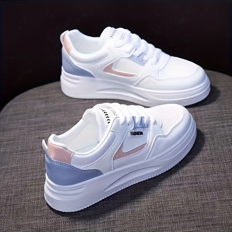 womens platform skate shoes colorblock round toe lace up low top sneakers versatile walking sports shoes details 1