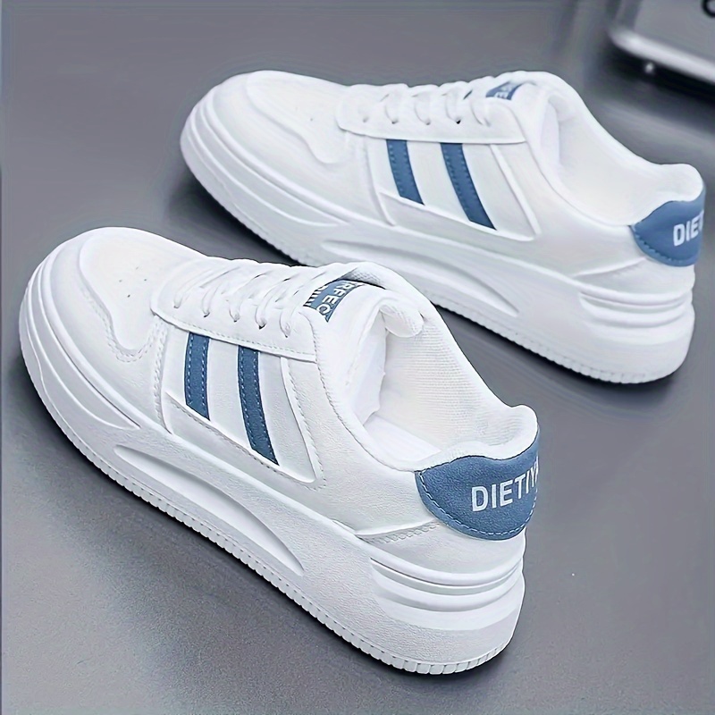 womens solid color casual sneakers lace up comfy platform white shoes lightweight low top sporty trainers details 3