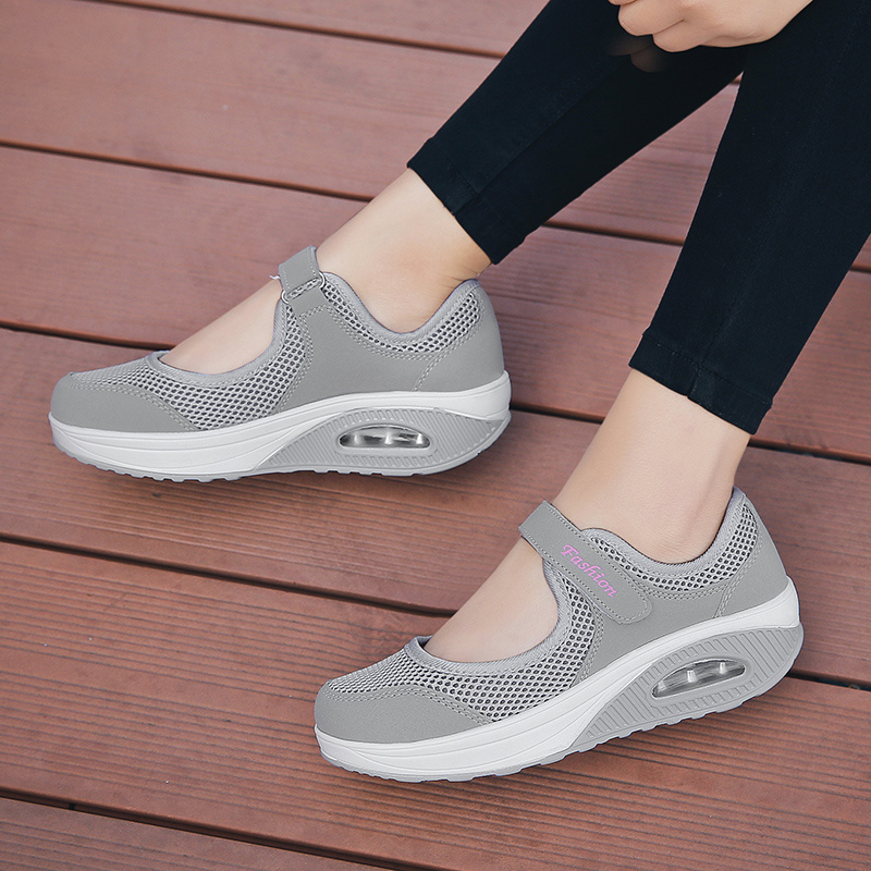 womens air cushion mesh sneakers breathable cut out ankle strap sports shoes casual walking shoes details 8