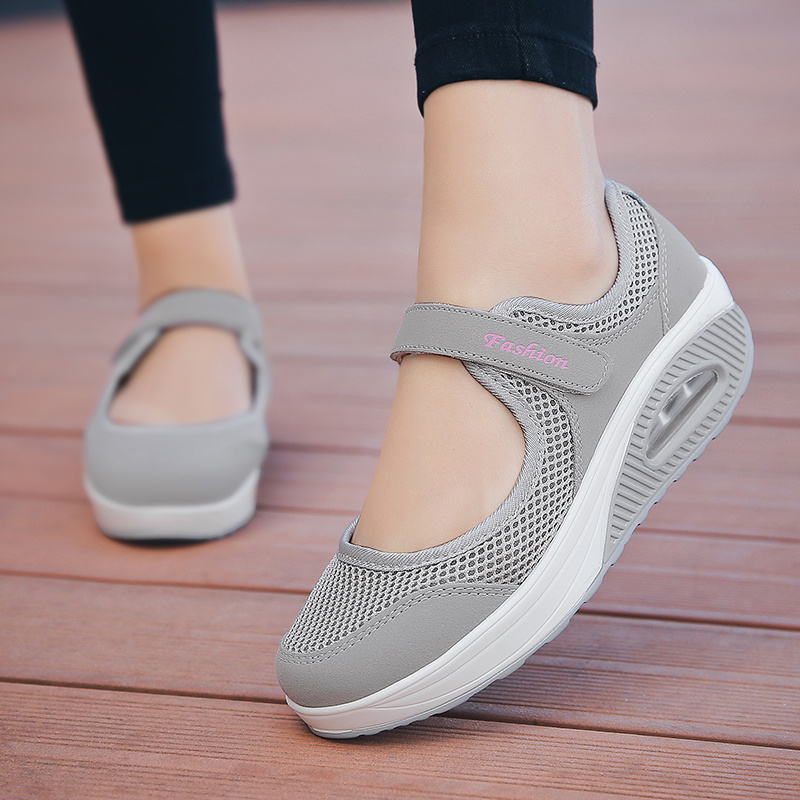 womens air cushion mesh sneakers breathable cut out ankle strap sports shoes casual walking shoes details 9