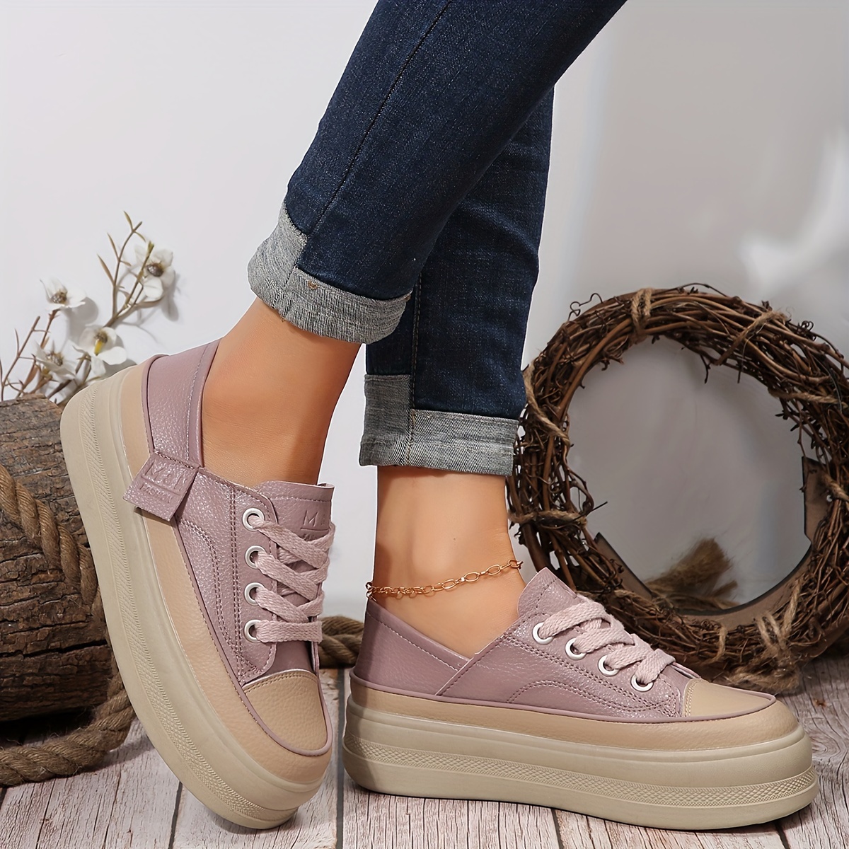 womens platform sneakers casual lace up outdoor shoes womens comfortable low top shoes details 7