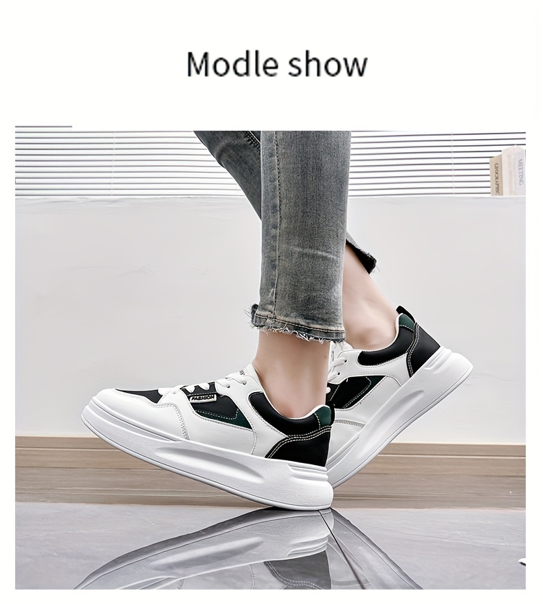 womens colorblock platform sneakers lace up lightweight casual sporty skate shoes versatile comfy low top trainers details 7