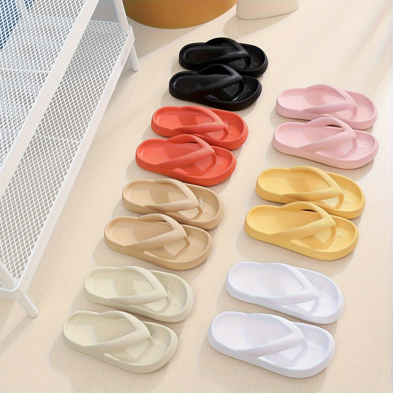 solid color eva flip flops simple style soft sole wear resistant pillow slides indoor outdoor beach shoes details 1