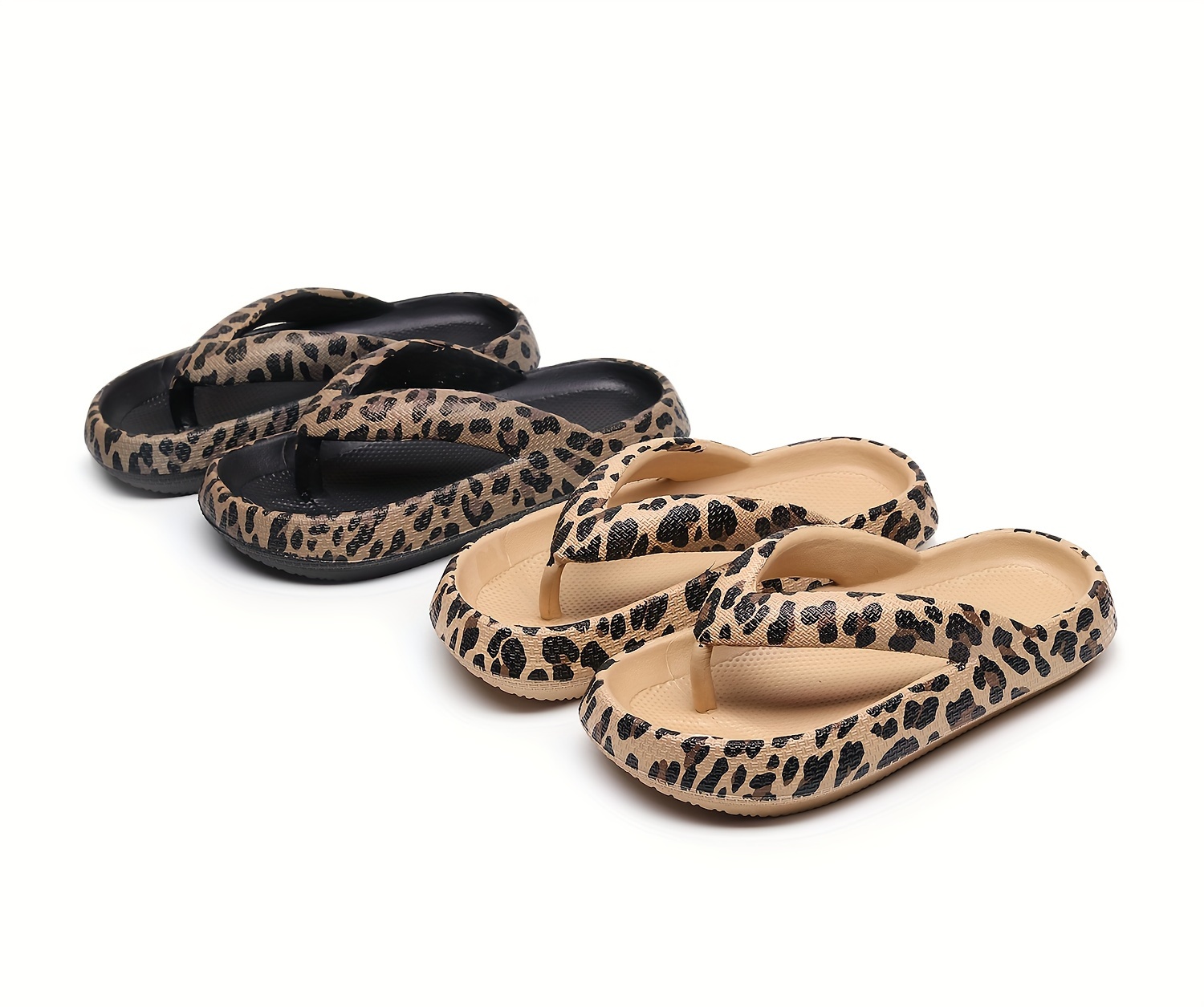 fashion leopard print flip flops soft sole eva platform slide shoes indoor outdoor beach slides details 8