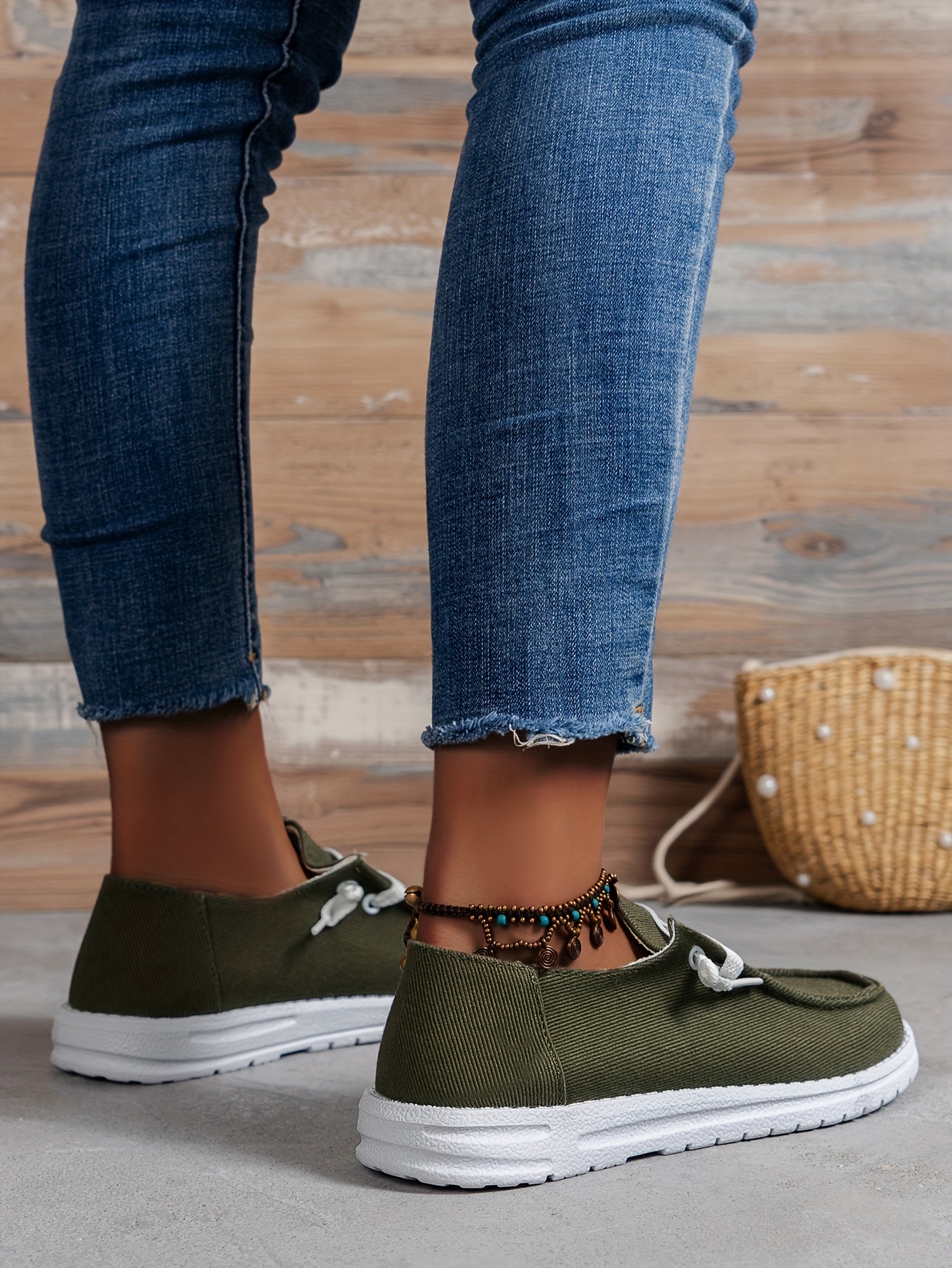 womens low top canvas shoes round toe slip on flat loafers casual walking shoes details 27