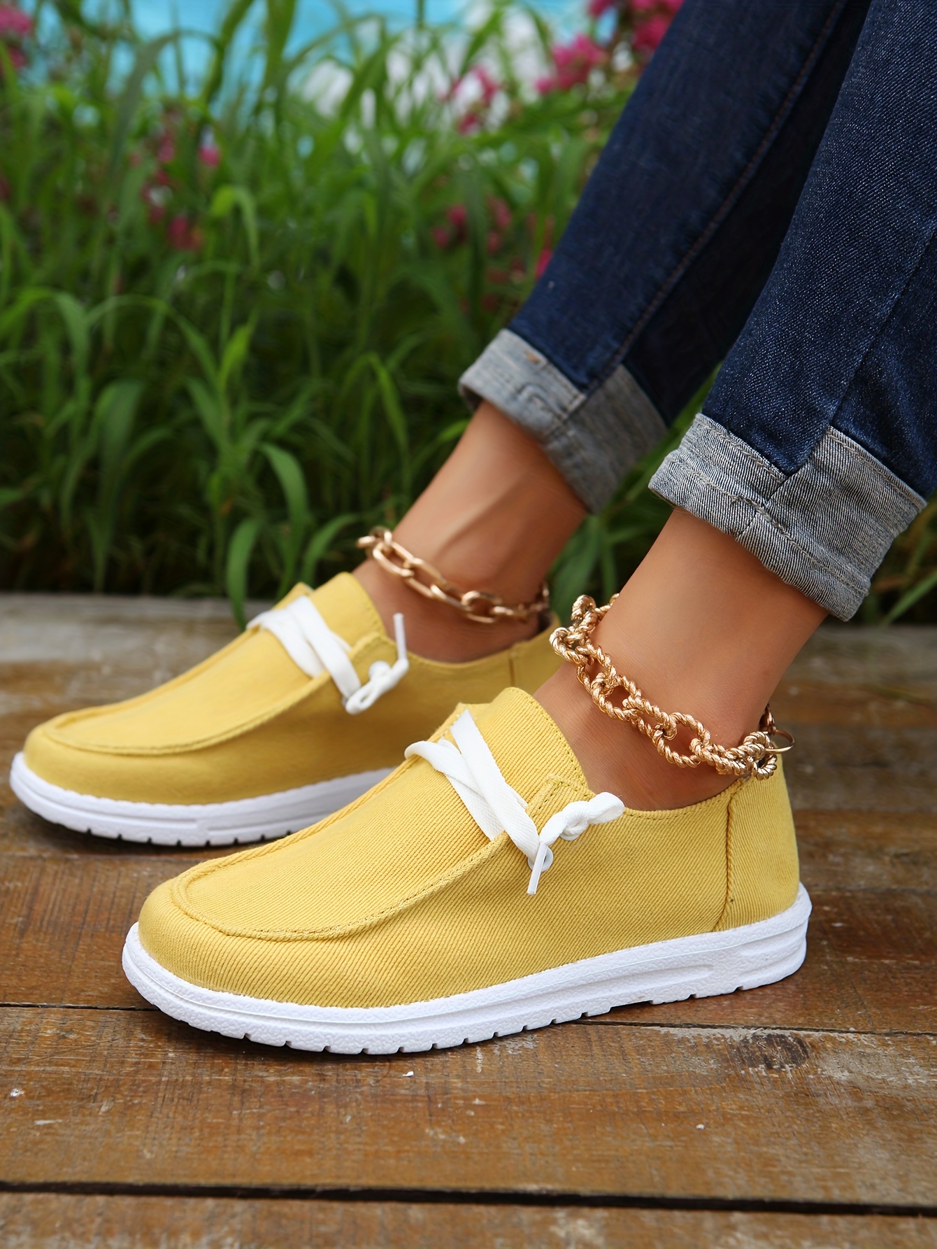 womens low top canvas shoes round toe slip on flat loafers casual walking shoes details 32