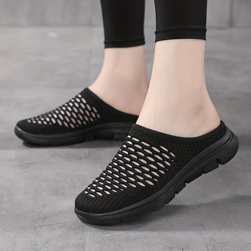 womens breathable mesh mules casual slip on knitted flats lightweight comfortable shoes details 0