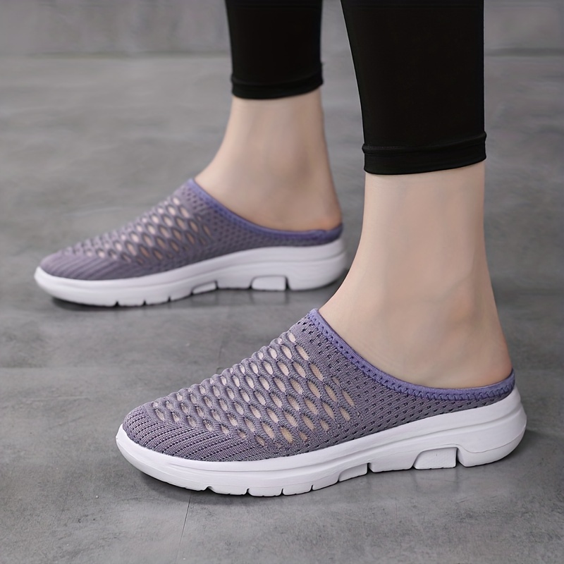 womens breathable mesh mules casual slip on knitted flats lightweight comfortable shoes details 4