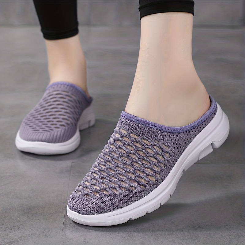 womens breathable mesh mules casual slip on knitted flats lightweight comfortable shoes details 5