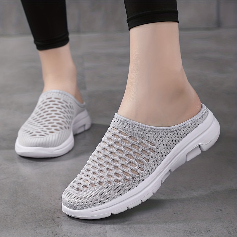 womens breathable mesh mules casual slip on knitted flats lightweight comfortable shoes details 6