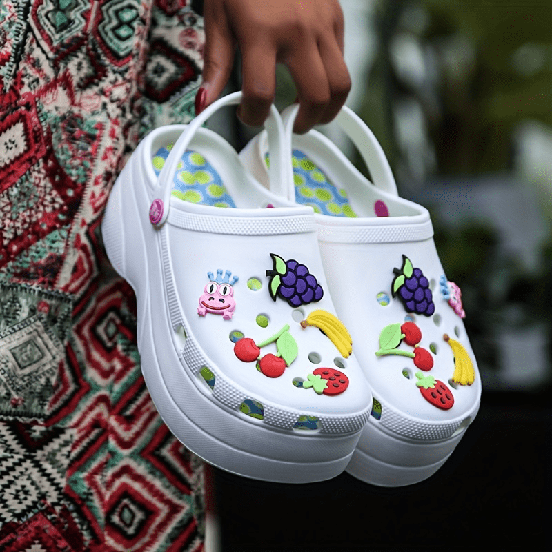 womens trendy platform clogs cute cartoon decor hollow out slide sandals fashion outdoor beach garden shoes details 2