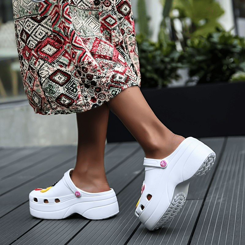 womens trendy platform clogs cute cartoon decor hollow out slide sandals fashion outdoor beach garden shoes details 8