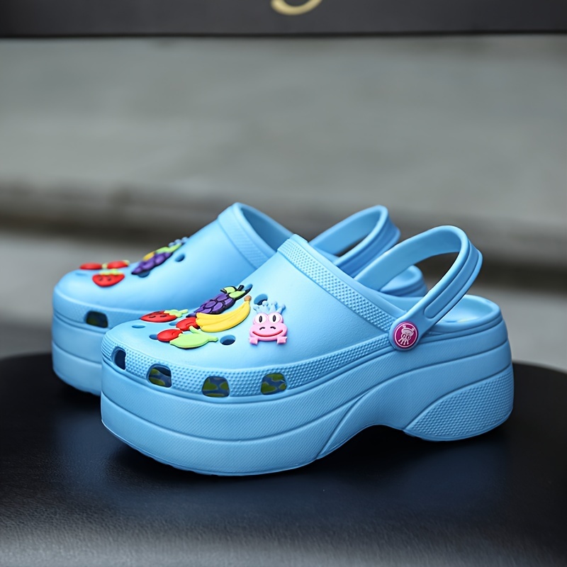 womens trendy platform clogs cute cartoon decor hollow out slide sandals fashion outdoor beach garden shoes details 11