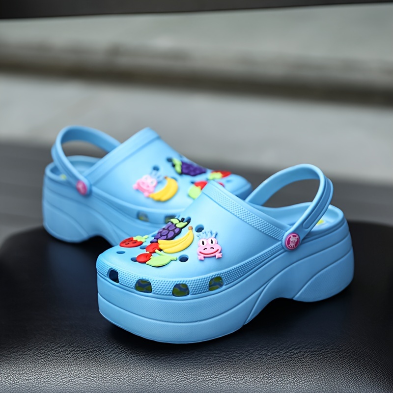 womens trendy platform clogs cute cartoon decor hollow out slide sandals fashion outdoor beach garden shoes details 12