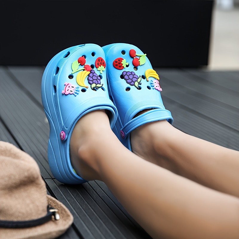 womens trendy platform clogs cute cartoon decor hollow out slide sandals fashion outdoor beach garden shoes details 13