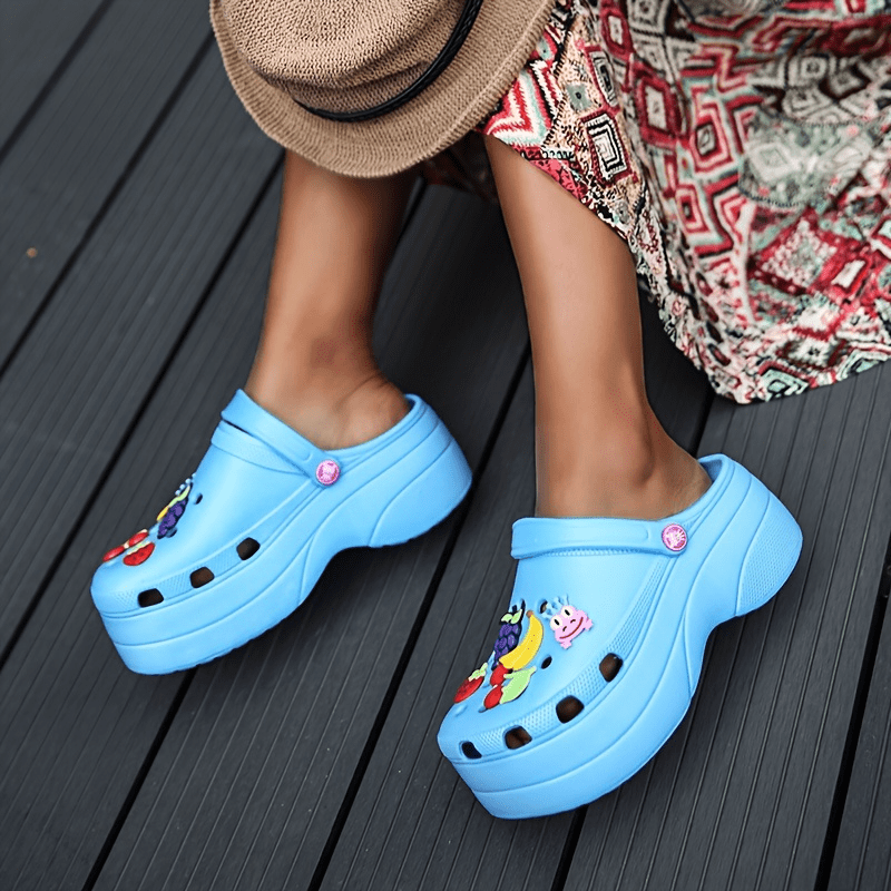 womens trendy platform clogs cute cartoon decor hollow out slide sandals fashion outdoor beach garden shoes details 15