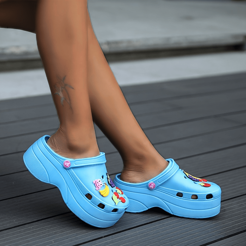 womens trendy platform clogs cute cartoon decor hollow out slide sandals fashion outdoor beach garden shoes details 16