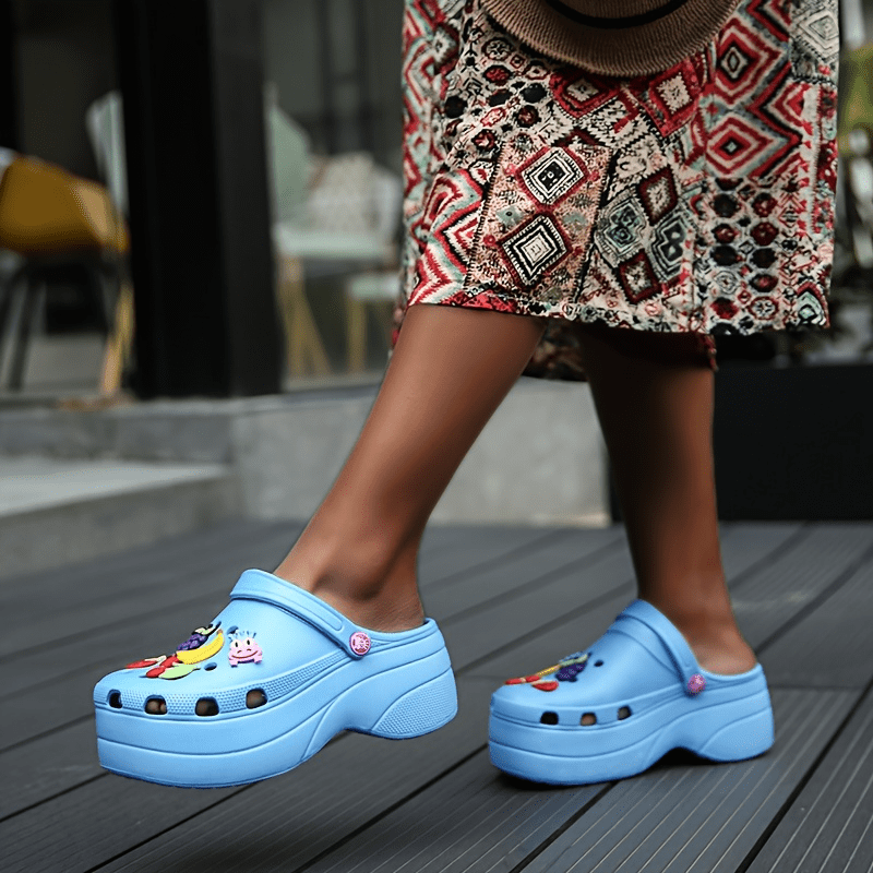 womens trendy platform clogs cute cartoon decor hollow out slide sandals fashion outdoor beach garden shoes details 17