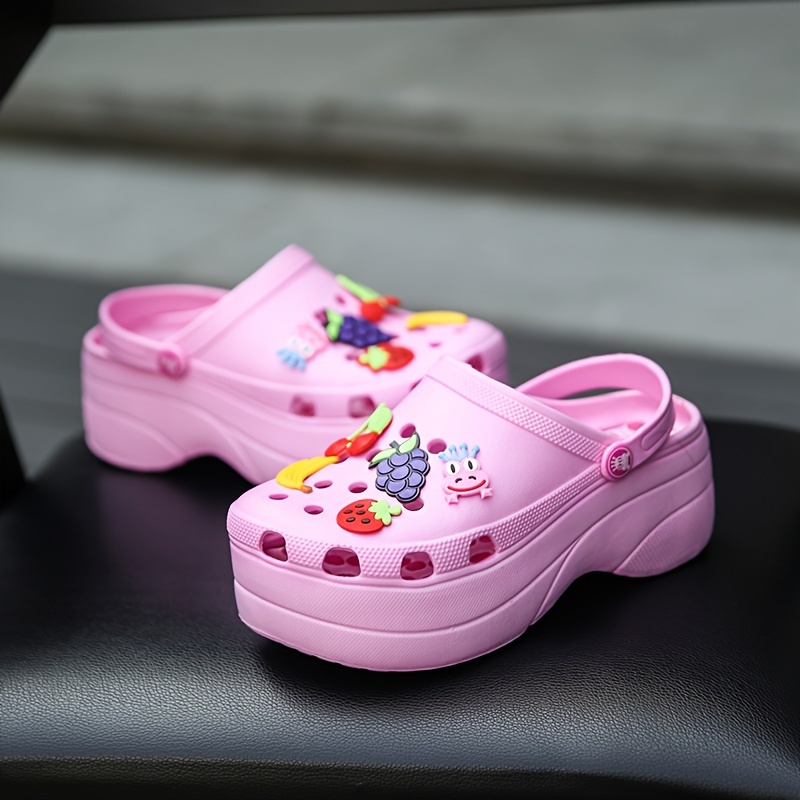 womens trendy platform clogs cute cartoon decor hollow out slide sandals fashion outdoor beach garden shoes details 19