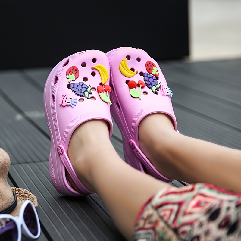 womens trendy platform clogs cute cartoon decor hollow out slide sandals fashion outdoor beach garden shoes details 20