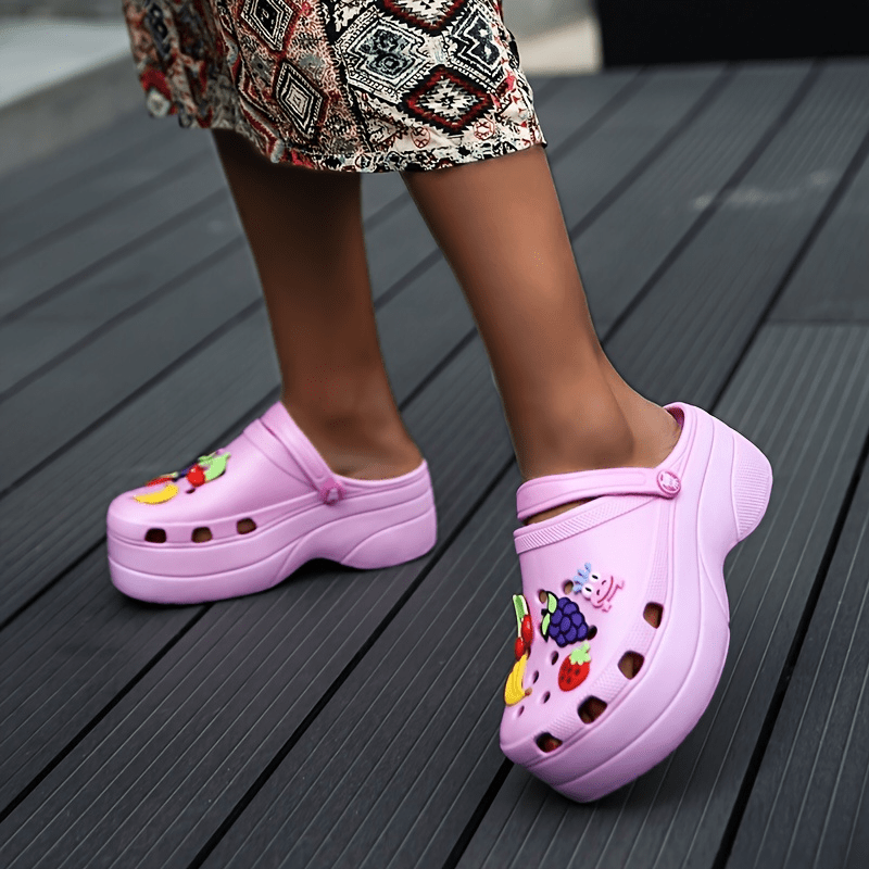 womens trendy platform clogs cute cartoon decor hollow out slide sandals fashion outdoor beach garden shoes details 22